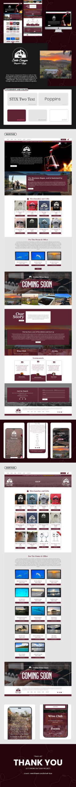 Website design showcasing products and upcoming features.
