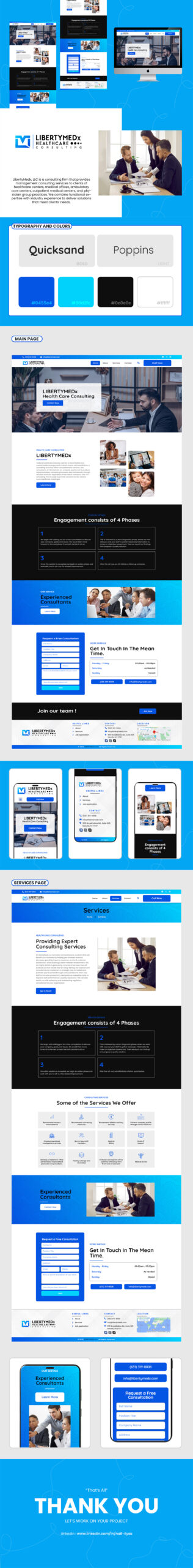 Website design mockup for healthcare consulting service