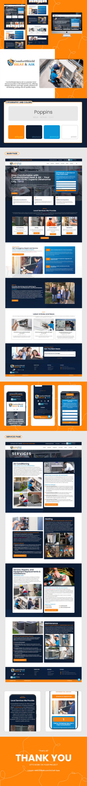 Web design mockup for HVAC service provider site