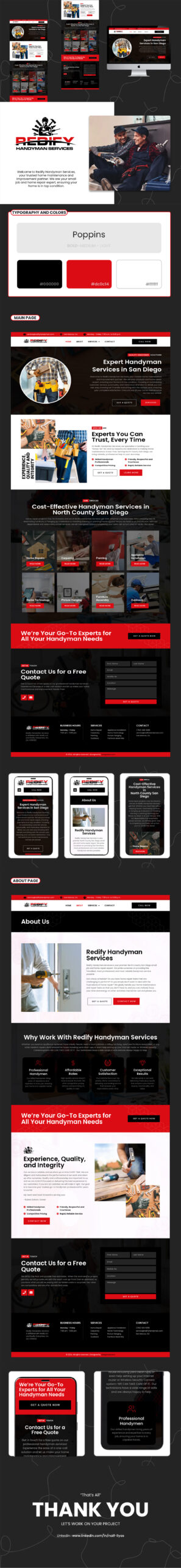 Web design layout for handyman services webpage