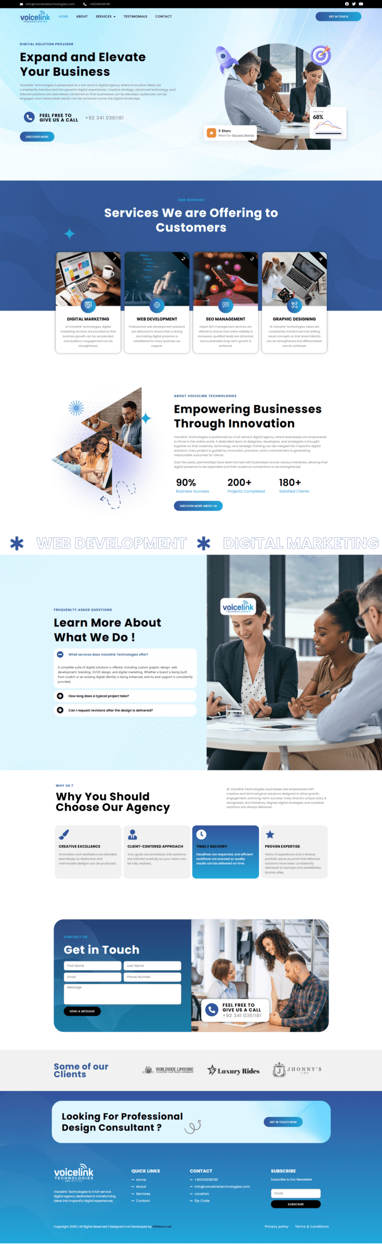 Professional business growth services website design